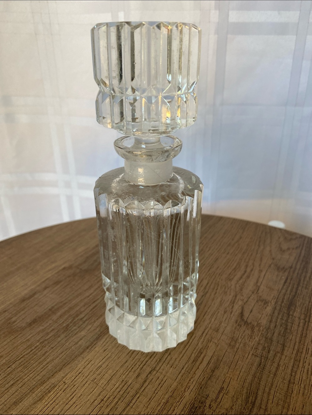 Vintage Cut Glass Clear Decanter Perfume Bottle
